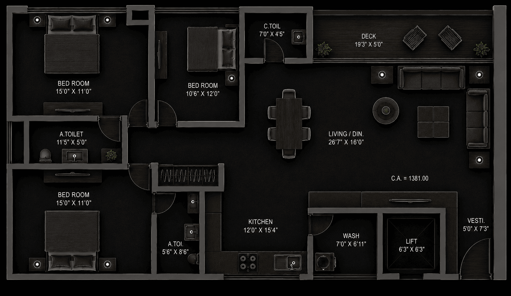 Golden Heaven 3 BHK floor plan