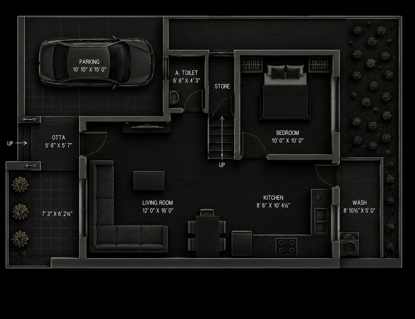Golden Villa 4 BHK Row Villa - Ground floor plan